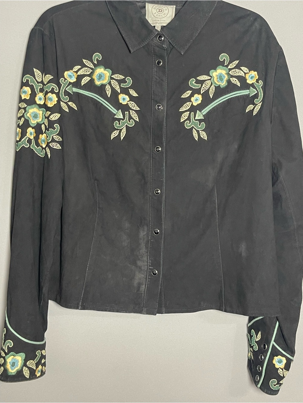 Double D Ranch Embroidered Western Snap Shirt Jacket XL Black